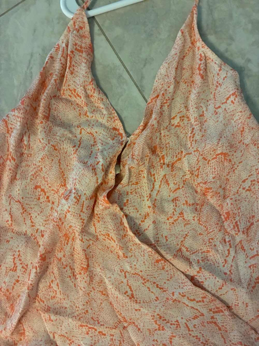 Sleeveless V-Neck Orange Print Camisole